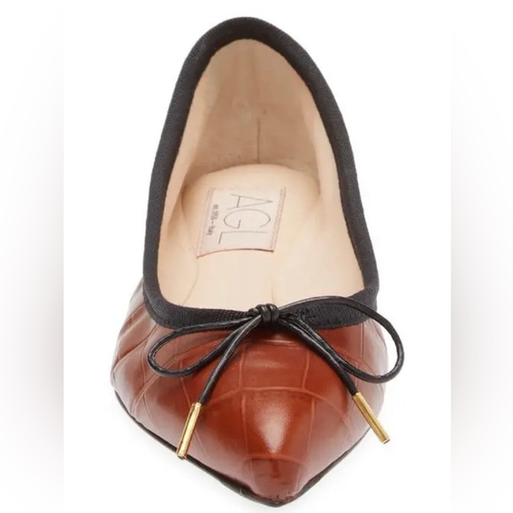 AGL Jomy Pointed Toe Ballet Flat, Cognac, Size 38 (8) - Picture 13 of 16